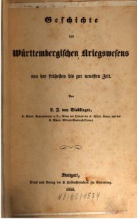 cover of the book Geschichte des württembergischen Kriegswesens von der frühesten bis zur neuesten Zeit