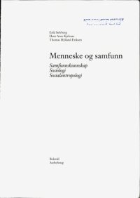 cover of the book Menneske og samfunn : samfunnskunnskap, sosiologi, sosialantropologi