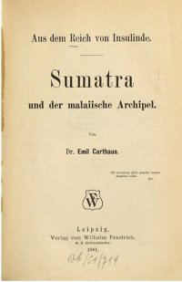 cover of the book Aus dem Reich von Insulinde. Sumatra und der Malaiische rchipel