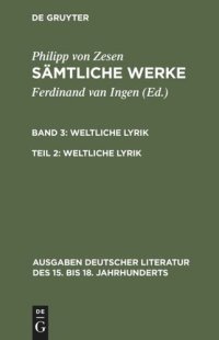 cover of the book Sämtliche Werke. Band 3/2 Weltliche Lyrik: Cats-Übersetzungen