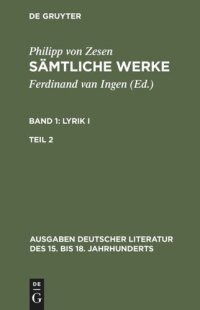 cover of the book Sämtliche Werke: Band 1/2 Lyrik I. Zweiter Teil