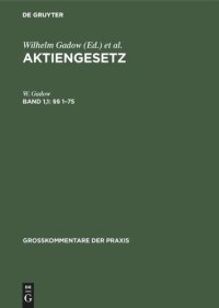 cover of the book Aktiengesetz: Band 1,1 §§ 1–75