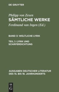 cover of the book Sämtliche Werke: Band 3/1 Lyrik und Schäferdichtung