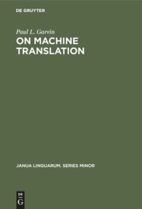 cover of the book On Machine Translation: Selected Papers