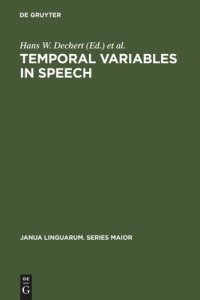 cover of the book Temporal Variables in Speech: Studies in Honour of Frieda Goldman-Eisler