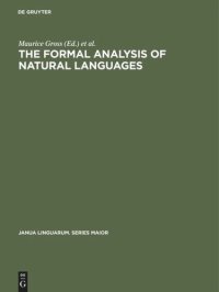 cover of the book The Formal Analysis of Natural Languages: Proceedings of the First International Conference, Paris, April 27–29, 1970