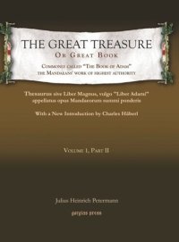 cover of the book The Great Treasure or Great Book, commonly called “The Book of Adam,” the Mandaeans’ work of highest authority: Thesaurus sive Liber Magnus, vulgo “Liber Adami” appellatus, opus Mandaeorum summi ponderis: With a New Introduction by Charles Häberl