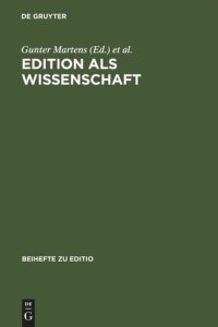 cover of the book Edition als Wissenschaft: Festschrift für Hans Zeller