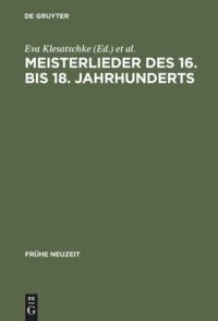 cover of the book Meisterlieder des 16. bis 18. Jahrhunderts