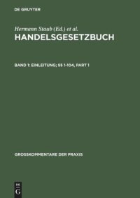 cover of the book Handelsgesetzbuch: Band 1 Einleitung; §§ 1-104