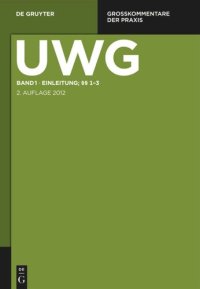 cover of the book UWG: Band 1 Einleitung; §§ 1-3