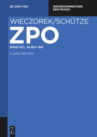 cover of the book Zivilprozessordnung und Nebengesetze: Band 10/1 §§ 803-863