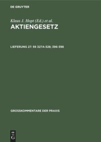 cover of the book Aktiengesetz: Lieferung 27 §§ 327a-328; 396-398