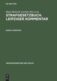 cover of the book Strafgesetzbuch. Leipziger Kommentar: Band 8 Register