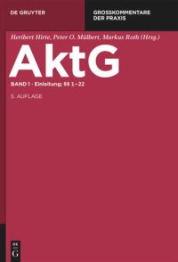 cover of the book Aktiengesetz: Band 1 Einleitung; §§ 1-22