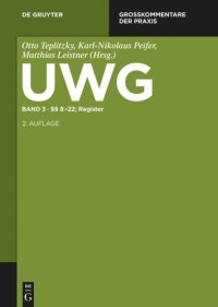 cover of the book UWG: Band 3 §§ 8-22; Register