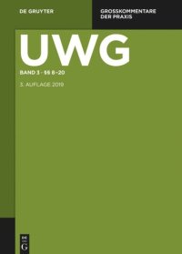 cover of the book UWG: Band 3 §§ 8-20; § 23 GeschGehG; Register