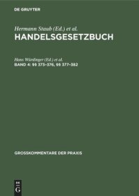 cover of the book Handelsgesetzbuch: Band 4 §§ 373–376, §§ 377–382