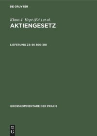 cover of the book Aktiengesetz: Lieferung 23 §§ 300-310