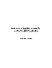 cover of the book Instructor's Solution Manual for Advanced Calculus