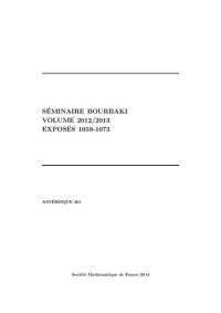 cover of the book Séminaire Bourbaki. Volume 2012/2013. Exposés 1059–1073