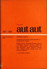 cover of the book Aut Aut 167-168/1978. Potere/sapere. Materiali di ricerca genealogica e interventi critici