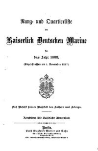 cover of the book Rangliste der Kaiserlich Deutschen Marine für das Jahr 1888