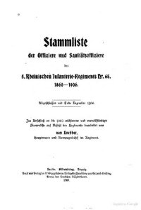 cover of the book Stammliste der Offiziere und Sanitätsoffiziere des 5. Rheinischen Infanterie-Regiments Nr. 65 1860 - 1906