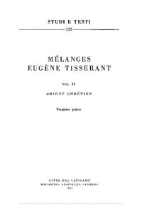 cover of the book Mélanges Eugène Tisserant. Orient Chrétien. Première partie