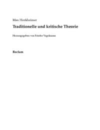 cover of the book Traditionelle und kritische Theorie