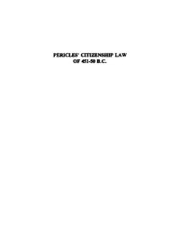 cover of the book Pericles Citizenship Law of 451-50 BC