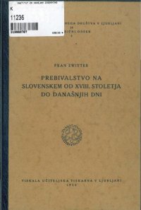 cover of the book Prebivalstvo na Slovenskem od XIII. stoletja do današnjih dni