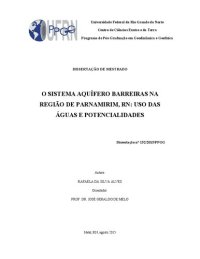 cover of the book O SISTEMA AQUÍFERO BARREIRAS NA ﻿ REGIÃO DE PARNAMIRIM, RN: USO DAS ﻿ÁGUAS E POTENCIALIDADES