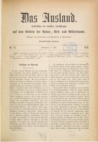 cover of the book Das Ausland. Überschau der neuesten Forschungen auf dem Gebiete der Natur-, Erd- und Völkerkunde