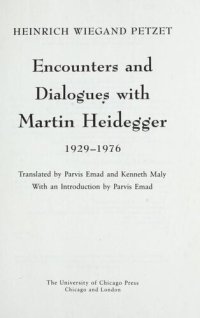 cover of the book Encounters and Dialogues with Martin Heidegger, 1929-1976