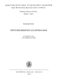 cover of the book Neue Inschriften aus Epidauros: mit 73 Faksimilia im text und 65 Abbildungen auf 26 Tafeln