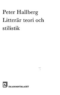 cover of the book Litterär teori och stilistik