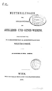 cover of the book Mitteilungen über Gegenstände des Artillerie- und Genie-Wesens