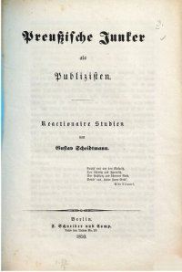 cover of the book Preußische Junker als Publizisten ; reaktionäre Studien