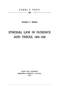 cover of the book Synodal law in Florence and Fiesole. 1306-1518