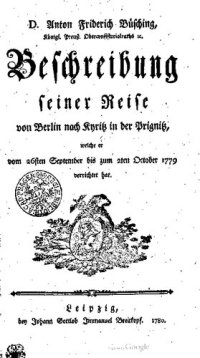 cover of the book Beschreibung seiner Reise von Berlin nach Kyritz in der Prignitz [Priegnitz], welche er vom 26ten September bis zum 2ten Oktober verrichtet hat