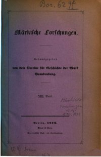 cover of the book Märkische Forschungen / Regesta Historiae Neomarchicae = Die Urkunden zur Geschichte der Neumark und des Landes Sternberg ; 3