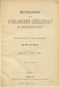 cover of the book Mitteilungen der Afrikanischen Gesellschaft in Deutschland