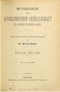 cover of the book Mitteilungen der Afrikanischen Gesellschaft in Deutschland