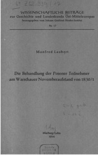 cover of the book Die Behandlung der Posener Teilnehmer am Warschauer Novemberaufstand 1830/1