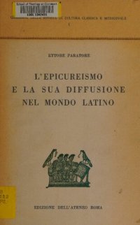 cover of the book L'epicureismo e la sua diffusione nel mondo latino