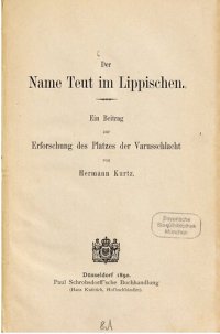 cover of the book Der Name Teut im Lippischen. Ein Beitrag zur Erforschung des Platzes der Varusschlacht