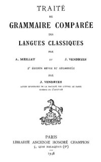 cover of the book Traité de grammaire comparée des langues classiques