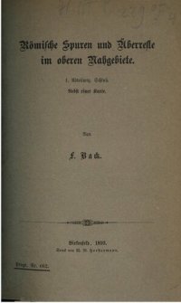 cover of the book Römische Spuren und Überreste im oberen Nahgebiete