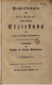 cover of the book Bemerkungen über die Fehler unserer modernen Erziehung von einer praktischen Erzieherin